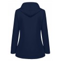 Drawstring Hooded Trench Coat, Casual Zip Up Long Sleeve Versatile Outerwear, Women's Clothing