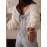 [Cozy Sweater] Cozy Long Sleeve V-Neck Sweater with Back Bow Detail | Women's Light Gray Polyester Blend Casual Fall/Winter Top, Machine Washable