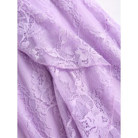 Elegant Off-Shoulder Lace Dress with Ruffle Hem and Bow Detail - Pink Floral Pattern, Sleeveless Summer Dress for Women, Perfect for Casual or Formal Occasions, Formal Attire | Offshoulder Dress | Lace Fabric
