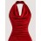 [Red Off-Shoulder Dress] Red Stretchy Off-Shoulder Mermaid Dress | Women's Elegant Bodycon Halter Neck | Polyester-Spandex Blend, Machine Washable Summer Party & Casual Outing Dress