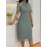 Women's Elegant Embroidered Lace Slim-Fit Midi Dress with Lace-Up Front & Short Sleeves - Machine Washable A-Line Silhouette for All-Season Wear, HRYY284