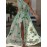 Women'S Elegant Floral maxi dress - One Shoulder Formal & casual party, Wedding Guest Gown - Lightweight Chiffon A-Line Dress with Flowy Train - Spring/Summer/Fall Evening Outfits - LL168, Spring Fashion, Asymmetrical Hemline, Delicate Detailing