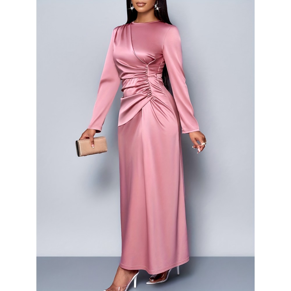 [Elegant Soft Pink Formal Gown] Elegant Women's Soft Pink Long Flowy Gown - Formal & Party Dress | Machine Washable Evening Wedding, Valentine's, Christmas Party Outfit | Sophisticated Design, Comfortable Fit, Glamorous Special Occasion Wear