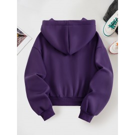 Women'S Casual Gray Hoodie with Double Bow Print - Long Sleeve, Zip-Up Pullover, All-Season Comfort, Casual Wear Hoodie|Casual Style Hoodie|Zippered Hoodie