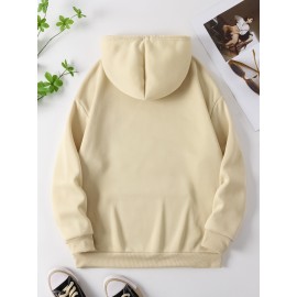 Women's Soccer Mom Graphic Hoodie - Cozy Fall & Winter Pullover with Drawstring, Beige Casual Sweatshirt Featuring 
