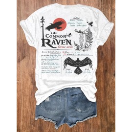 Casual Bird Lover's Printed Crew Neck T-Shirt - Women's Short Sleeve Top - Women's Clothing