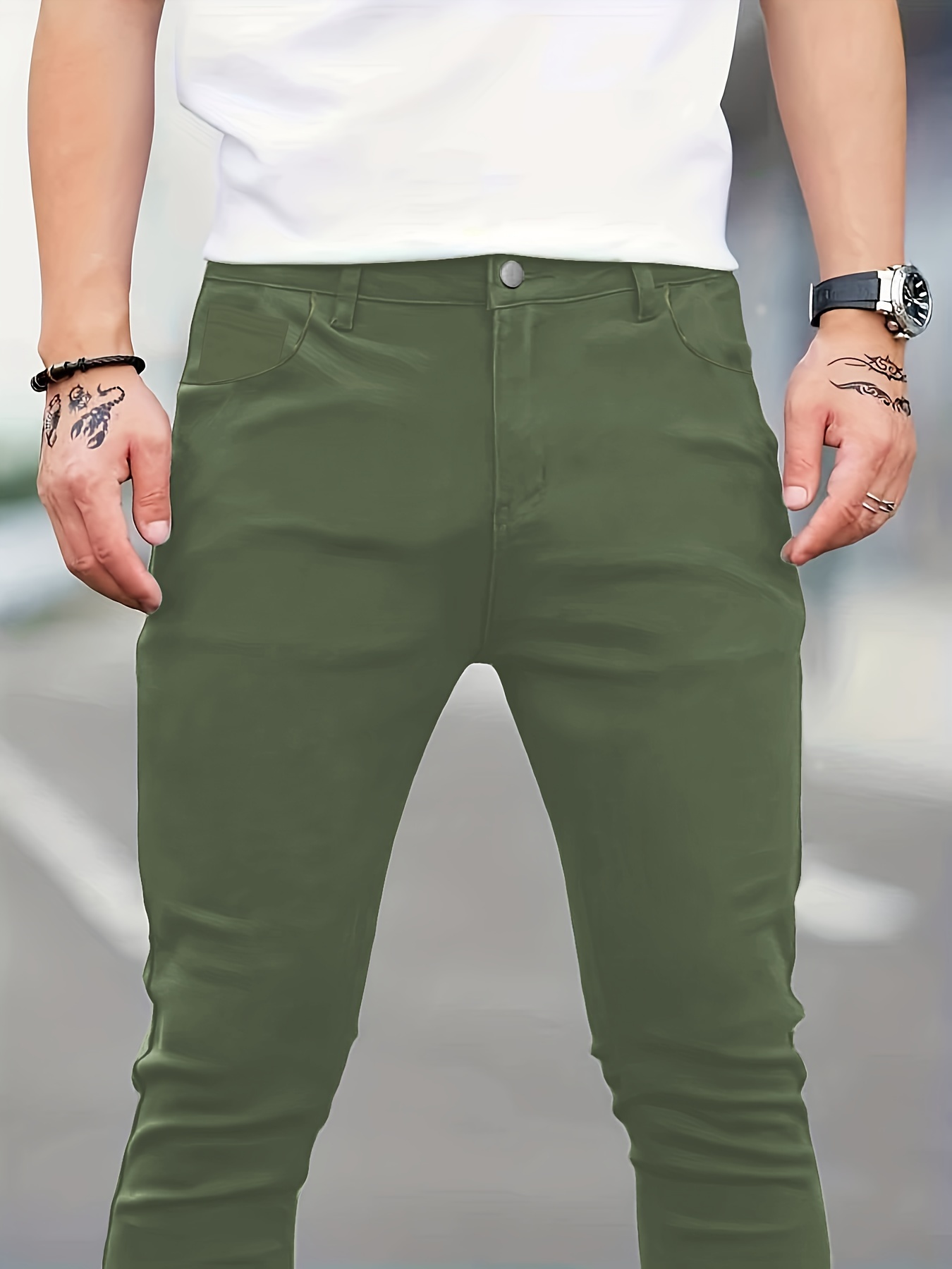 slim fit all match jeans mens casual street style medium stretch denim pants for all seasons details 9