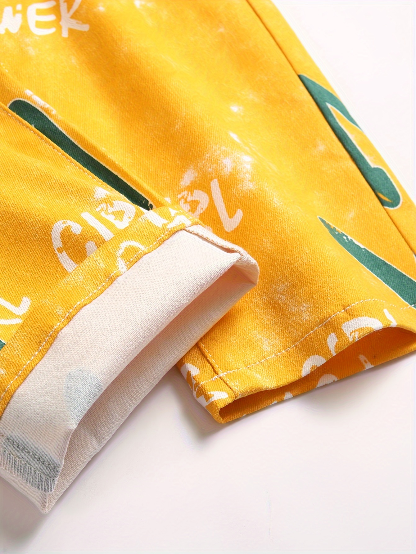 mens casual letter print jeans chic street style stretch jeans details 4